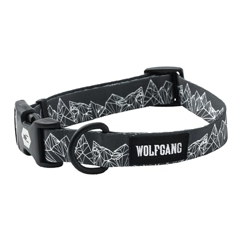 Wolfgang Hundehalsband, strapazierfähig, verstellbar, breit, mit Schnellverschluss-Nylon-Schnalle, für Spaziergänge und Training, WolfMountain Print, X-Large von Wolfgang Man & Beast