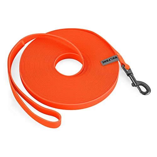 Wolfone 6m orange Schleppleine für Hunde，wasserdichte Trainingsleine, strapazierfähige und Pflegeleichte Leine, geeignet für Rückruf, Schwimmen, Camping, Strand, Jagd, Spaziergänge von Wolfone