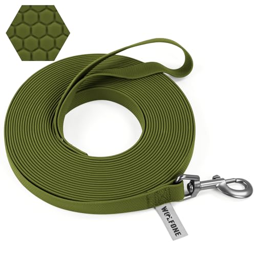 Wolfone Schleppleine für Hunde，10m Dunkelgrün wasserdichte Lange Rückruf Hundeleine mit Anti-Rutsch-Griff, Heavy Duty robuste Ausbildung Hundeleine für Outdoor-Aktivitäten von Wolfone