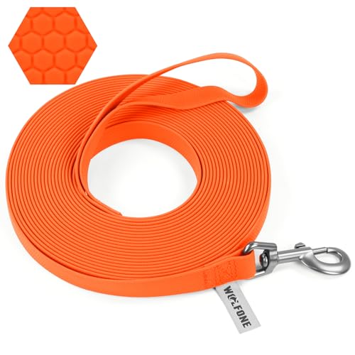 Wolfone Schleppleine für Hunde，10m Orange wasserdichte Lange Rückruf Hundeleine mit Anti-Rutsch-Griff, Heavy Duty robuste Ausbildung Hundeleine für Outdoor-Aktivitäten von Wolfone