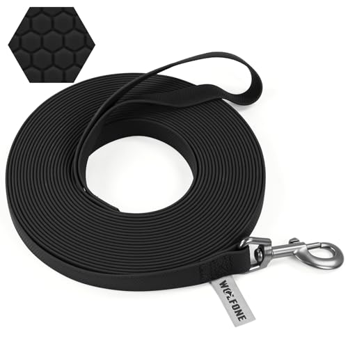 Wolfone Schleppleine für Hunde，10m Schwarz wasserdichte Lange Rückruf Hundeleine mit Anti-Rutsch-Griff, Heavy Duty robuste Ausbildung Hundeleine für Outdoor-Aktivitäten von Wolfone