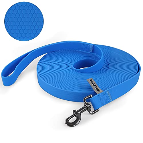 Wolfone Schleppleine für Hunde，15m Blau wasserdichte Lange Rückruf Hundeleine mit Anti-Rutsch-Griff, Heavy Duty robuste Ausbildung Hundeleine für Outdoor-Aktivitäten von Wolfone