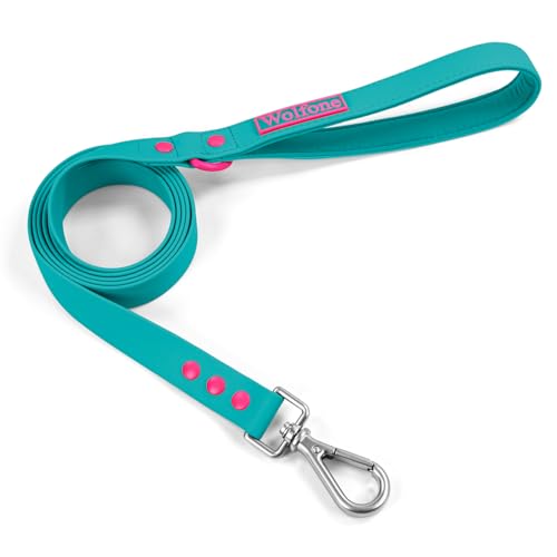 Wolfone Wasserdichte Hundeleine, Karabiner, weicher Griff, pflegeleicht, 1,5 m x 20 mm x 2,5 mm, Viridian-Grün von Wolfone