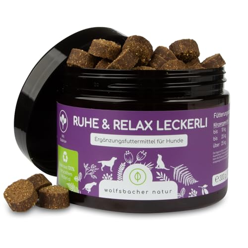 Beruhigungs-Snack für Hunde | Ruhe & Relax Leckerli | Gegen Stress und Angst | Mit Baldrian bei Anspannung und Johanniskraut für innere Ruhe von Wolfsbacher Natur