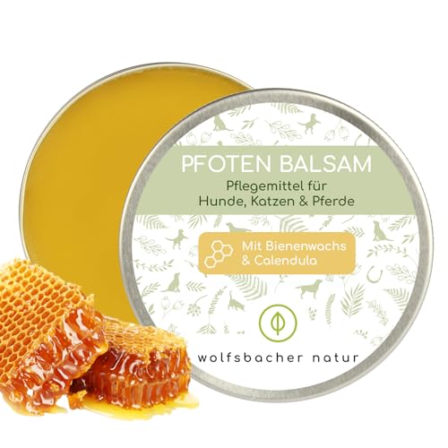 Wolfsbacher Natur Pfotenbalsam mit Bienenwachs für Hunde und Katzen | Spürbar weichere Pfötchen | 100% natürliche Inhaltsstoffe | Pflegt rissige und spröde Pfoten im Winter - Nasenbalsam ohne Parfum von Wolfsbacher Natur