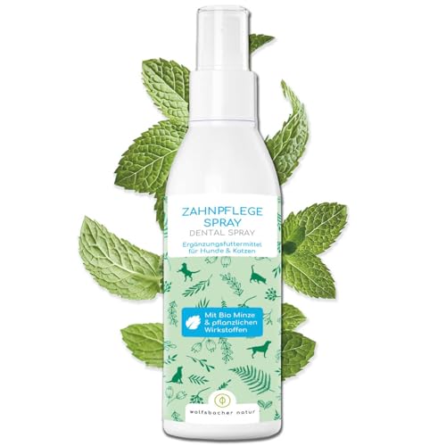 Wolfsbacher Natur Zahnsteinentferner für Hunde und Katzen – Natürliche Zahnreinigung ohne Bürsten - Löst Zahnstein, verleiht frischen Atem – Dentalspray mit Bio Minze und 100% pflanzlichen Wirkstoffen von Wolfsbacher Natur