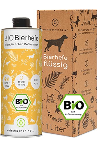 Wolfsbacher Bio-Bierhefe für Hunde und Katzen | 1 Liter flüssige Bierhefe | 100% Bio zur Haut- und Fellpflege, Futterergänzung mit Vitamin B, reich an Mineralien & Spurenelementen, DE-ÖKO-060 von Wolfsbacher
