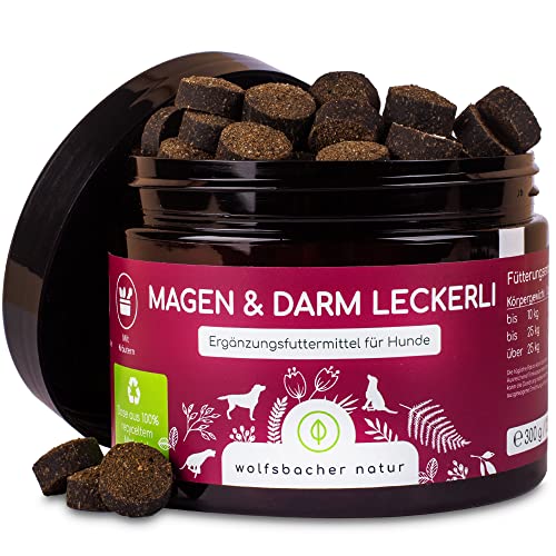 Verdauungs-Snack für Hunde - 125 Leckerlis mit präbiotischer Hefe & Kräutern | 100% natürlich | Unterstützt Darmflora & normalen KOT | 125 sanfte Hundesnacks von Wolfsbacher