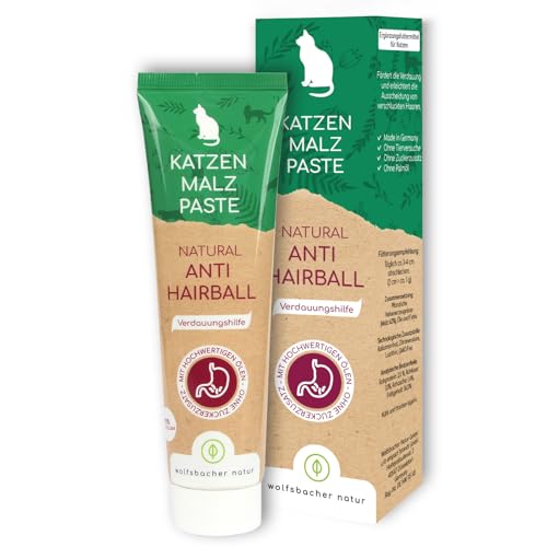 Malzpaste Katzen – Anti Hairball Katze, Natürlicher und schmackhafter Katzensnack aus Malz bei Haarballenbildung von Wolfsbacher