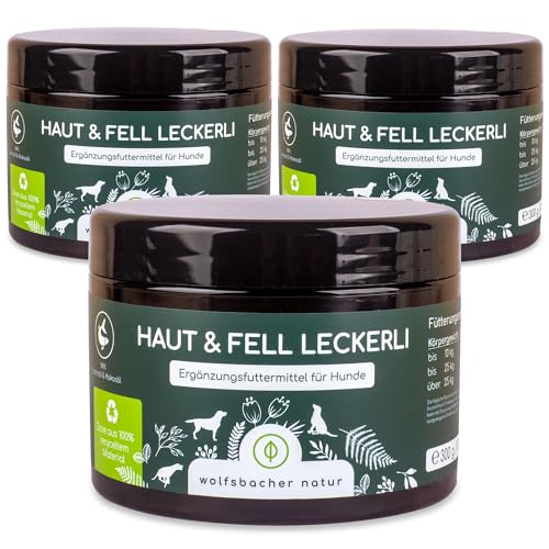 Wolfsbacher Omega 3 für Hunde - Mit Lachsöl, Kokosöl, Bierhefe | Haut & Fell Leckerli 3 x | Gegen Juckreiz, für gesunde Haut und glänzendes Fell von Wolfsbacher