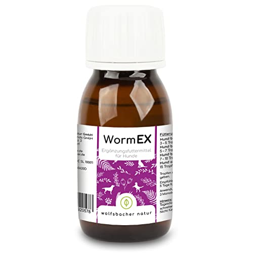 WormEx - Pflanzliche Wurmkur für Hunde, Effektiver Schutz gegen Würmer und Parasiten, Enthält Walnussöl, Hanföl und Aloe Vera, Wurmkur Hund gegen Würmer Hunde von Wolfsbacher
