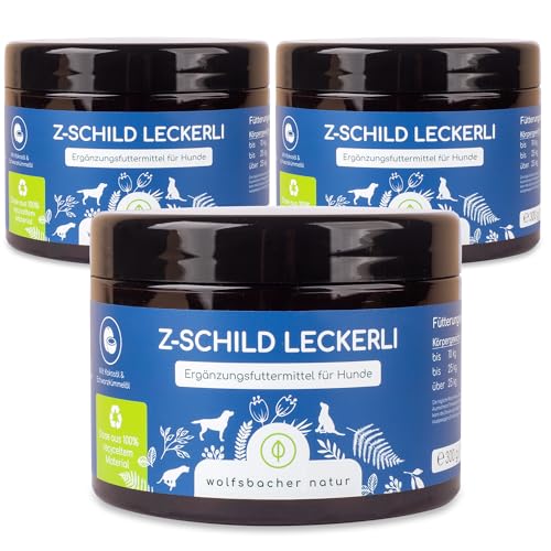 Z-Schild Snack für Hunde - Funktionssnacks für aktive Hunde | Z-Schild Leckerli 3 x | Mit Schwarzkümmelöl und Kokosöl für Schutz und Sicherheit von Wolfsbacher