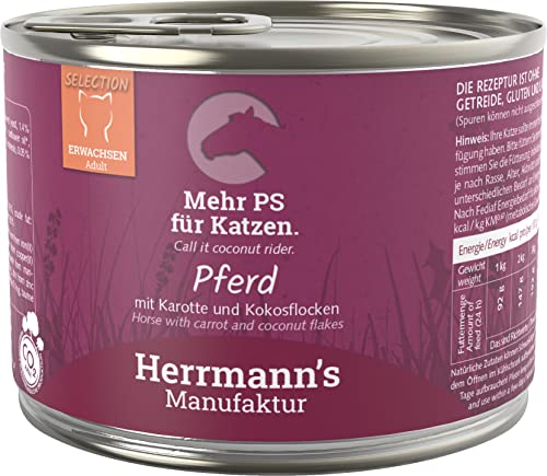 Herrmanns Katzenfutter Pferd mit Karotte und Kokosflocken, 200 g Herrmanns Katzenfutter Pferd mit Karotte und Kokosflocken, 200 g von Wolfsblut