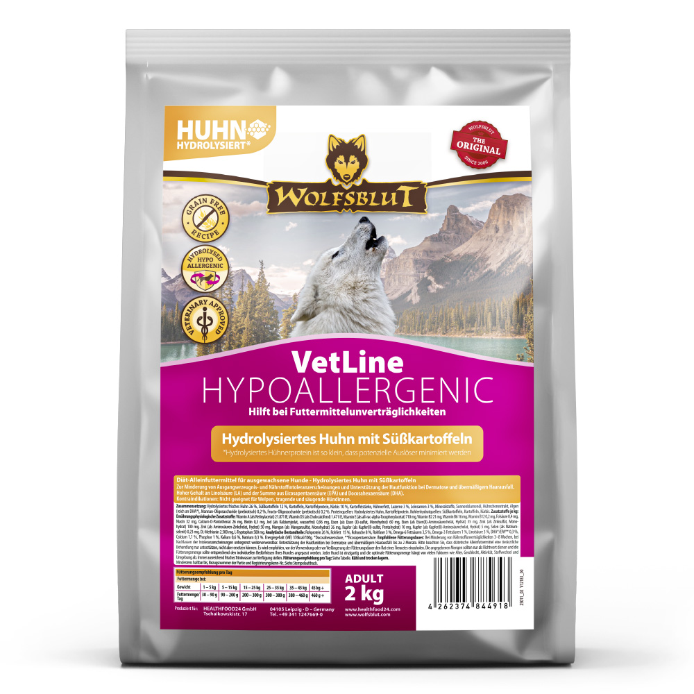 Wolfsblut | Hypoallergenic Hydrolysiertes Huhn | VetLine | 4 x 2 kg von Wolfsblut