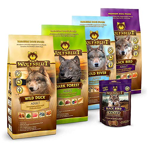 Wolfsblut - Mixpaket Trockenfutter groß - 4 x 2 kg + 225 g Cracker - Getreidefreies Hundefutter von Wolfsblut