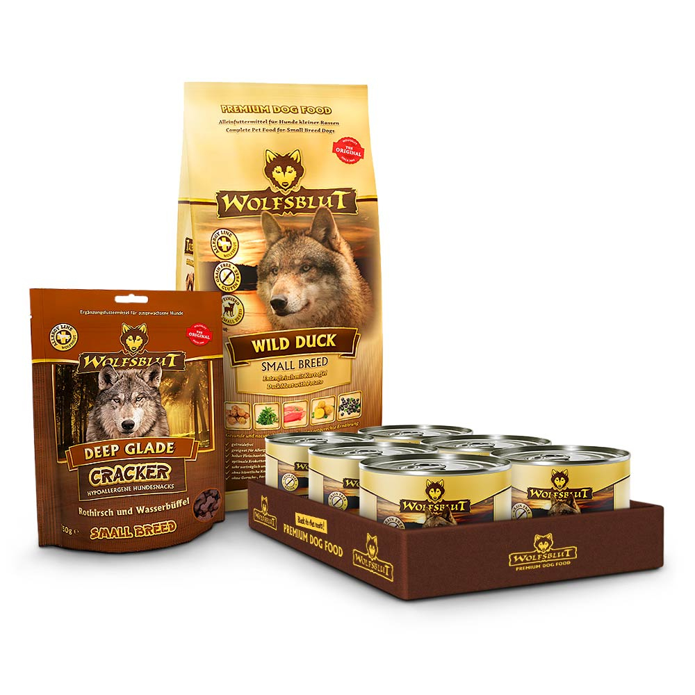 Wolfsblut | Probierpaket Trockenfutter & Nassfutter für kleine Hunde | 500 g + 6 x 200 g + 250 g von Wolfsblut