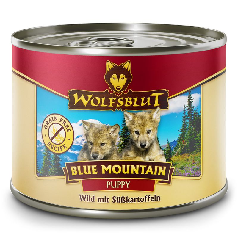 Wolfsblut Puppy Blue Mountain - Wild mit Süßkartoffeln Nassfutter 6 x 200 Gramm von Wolfsblut