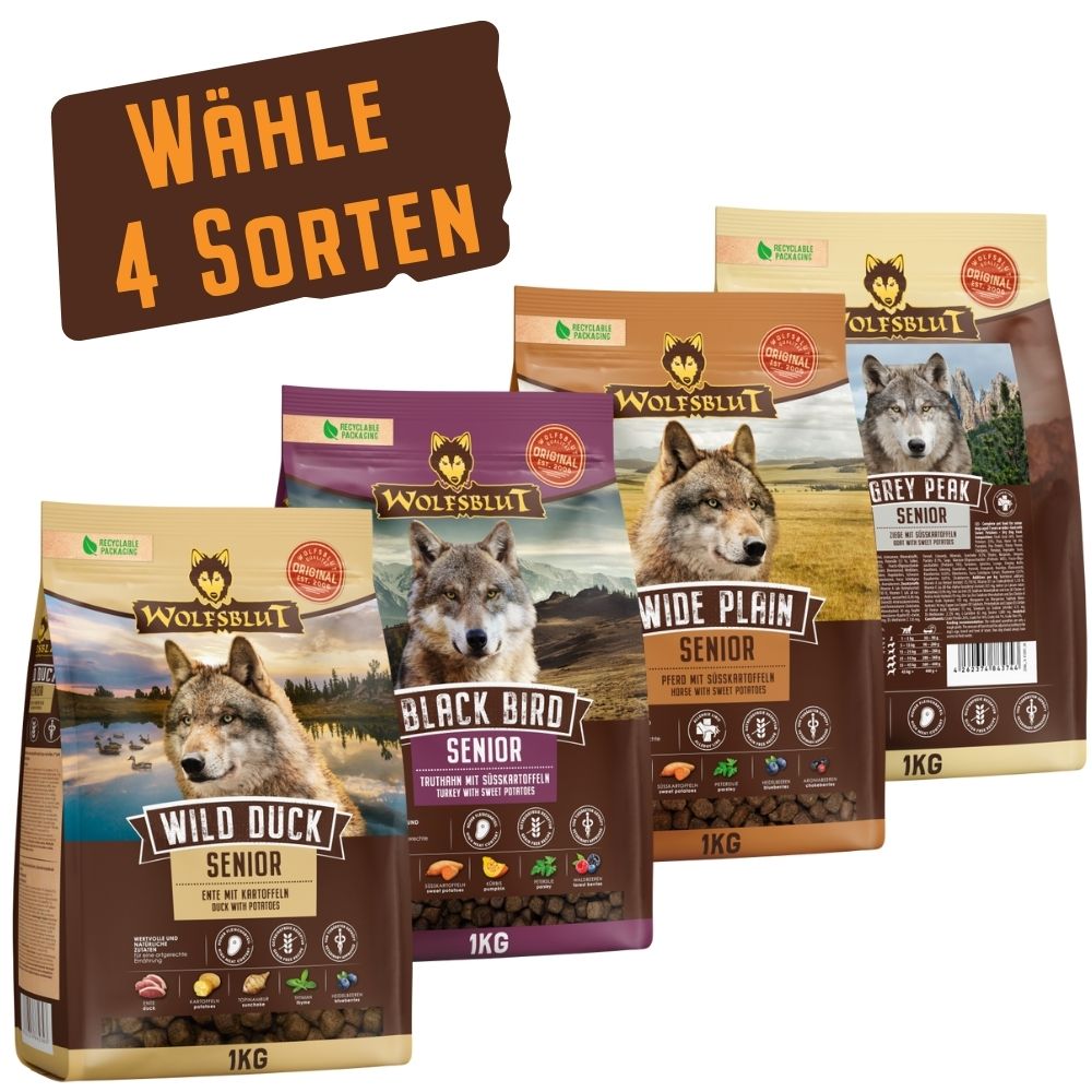 Wolfsblut | Senior Probierpaket: 4 x 1 kg | Senior | 1 Paket Wolfsblut | Senior Probierpaket: 4 x 1 kg | Senior | 1 Paket von Wolfsblut