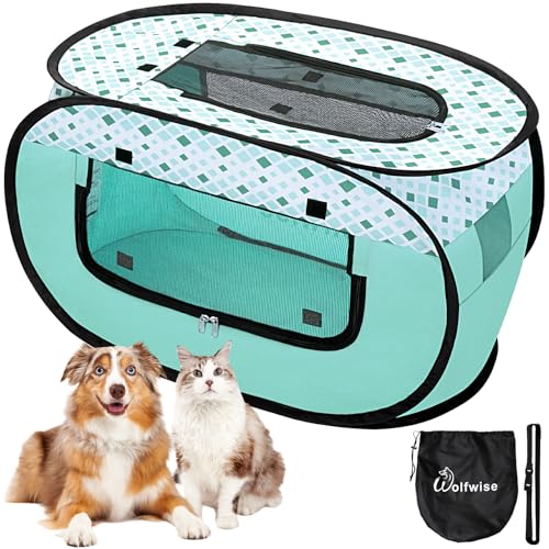 Wolfwise Welpenlaufstall, Tragbarer Welpenauslauf 70 x 40 x 40 cm, Tierlaufstall für Wohnung, Laufstall für Hunde, Katzen, Welpen, im Innen- und Außenbereich, Katzengehege Outdoor Katzenzelt, Grün Wolfwise Welpenlaufstall, Tragbarer Welpenauslauf 70 x 40 x 40 cm, Tierlaufstall für Wohnung, Laufstall für Hunde, Katzen, Welpen, im Innen- und Außenbereich, Katzengehege Outdoor Katzenzelt, Grün von WolfWise