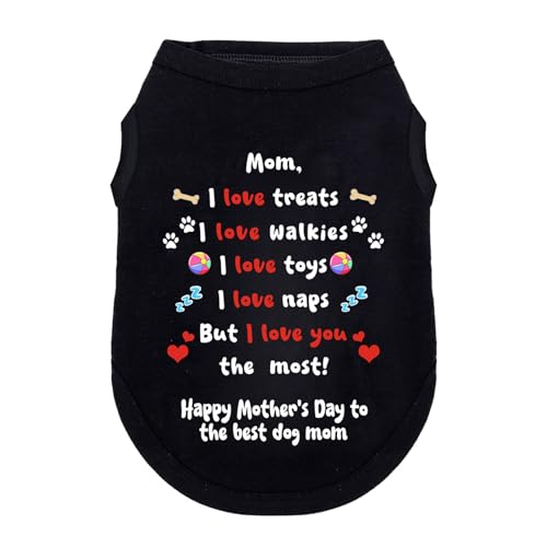 Wollmix Happy Best Dog Mom Muttertagsbekleidung für kleine Hunde, T-Shirts, Geschenke für Frauen – große mittelgroße Mädchen, Hündinnen, Welpen, ärmellos, Urlaubsweste mit Slogan-Druck, Größe XL, Love Wollmix Happy Best Dog Mom Muttertagsbekleidung für kleine Hunde, T-Shirts, Geschenke für Frauen – große mittelgroße Mädchen, Hündinnen, Welpen, ärmellos, Urlaubsweste mit Slogan-Druck, Größe XL, Love von Wollmix
