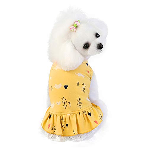 Wolyepor Süßes Cartoon-Prinzessinnen-Hundekleid Welpen-Tutu Rock Weste Bekleidung für Geburtstag (klein, gelb) von Wolyepor