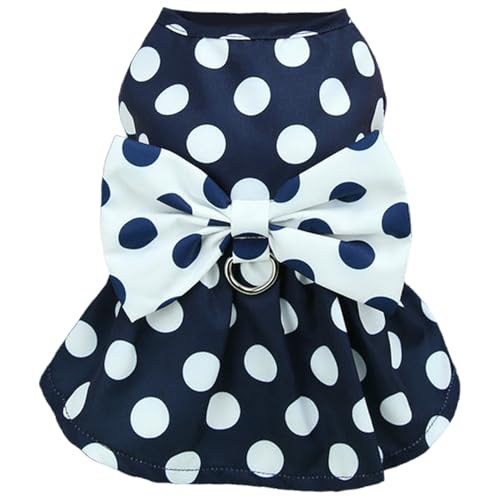 Womsclo Hundekabelbaumkleid, Gepunktete Muster Falten-Hundeger Kleid mit Retro-Bogen, atmungsaktive Welpenkleidung mit Knopf, Hund für 1,25-2 kg Hund von Womsclo