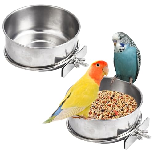 Vogelfutterhäuschtier für Käfig, Vogelkäfigfutter 2PCS 4x2 Schraubenhalterung Edelstahl für einfache Wäsche für Sitticheet Cockatiels Vogelfutterhäuschtier für Käfig, Vogelkäfigfutter 2PCS 4x2 Schraubenhalterung Edelstahl für einfache Wäsche für Sitticheet Cockatiels von Womsclo