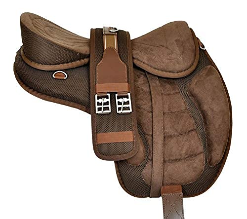Wonderwish Treeless Bareback Sattel Englisch Pferd Sattel Synthetik Jumping Allzwecksattel (braun, 43,2 cm) von Wonder Wish