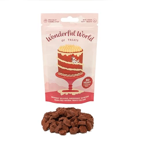 Wonderful World of Treats für Hunde (12 x 50 g, roter Samtkuchen) von Wonderful World of Treats