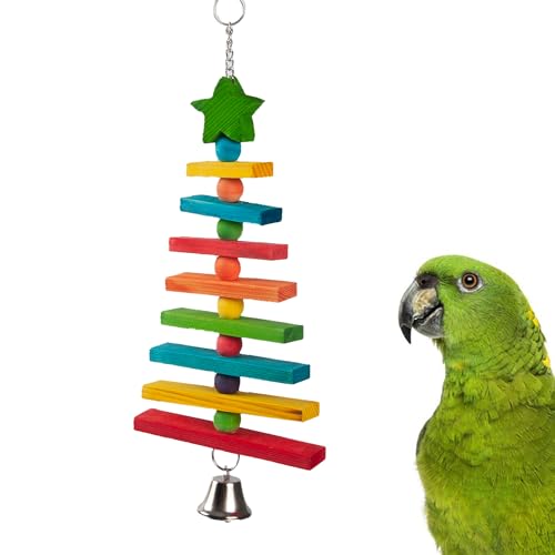 Wondwo Weihnachtsbaum Vogelspielzeug Massivholz Papagei Spielzeug für Haustier Vögel Kauen und Spielen von Wondwo