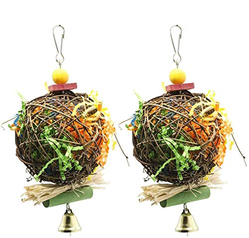Wonninek 2er Pack Vogel Kauspielzeug Natürlicher Rattan Ball Kommen mit Papierstreifen Futtersuche Shredder Spielzeug Papagei Käfig Hängende Glocke Spielzeug für Papagei Wellensittich Wonninek 2er Pack Vogel Kauspielzeug Natürlicher Rattan Ball Kommen mit Papierstreifen Futtersuche Shredder Spielzeug Papagei Käfig Hängende Glocke Spielzeug für Papagei Wellensittich von Wonninek