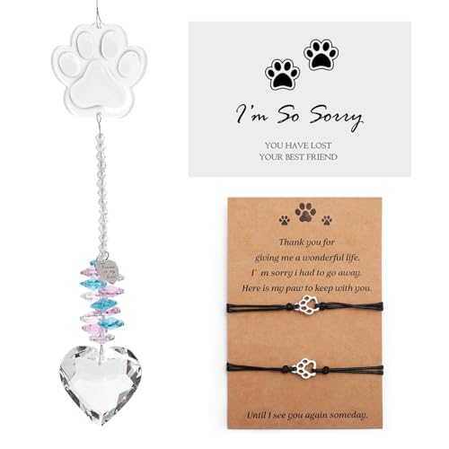 Wonninek Gedenk-Sonnenfänger für Haustierverlust, Trauer-Kristall mit Armband, aufmerksames Gedenkgeschenk für Hunde oder Katzen Wonninek Gedenk-Sonnenfänger für Haustierverlust, Trauer-Kristall mit Armband, aufmerksames Gedenkgeschenk für Hunde oder Katzen von Wonninek