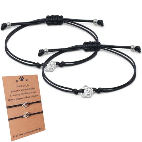 Wonninek Gedenkgeschenk für Haustiere, Geschenk für Verlust, Beileidsgeschenk, Pfotenabdruck, Hund, Katze, Vergehen, Gedenkarmband für Mädchen und Frauen, die Hund oder Katze verlieren von Wonninek