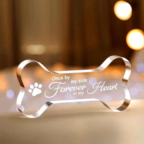 Wonninek Gedenkgeschenk für Haustiere, Ornament, Gedenken, Verlust von Hund, Katze, Trauergeschenk, Kristall, Acryl, Knochenform für Hunde, Welpen, Andenken von Wonninek