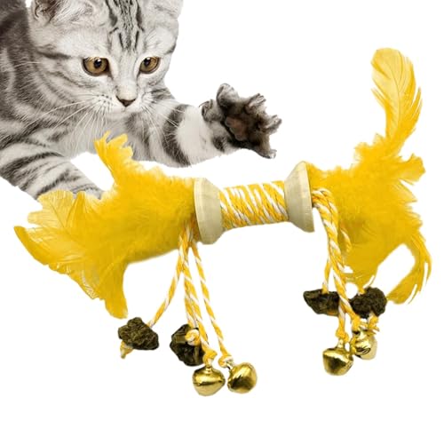 Wonsfuleu Katzenminze-Kauspielzeug, Katzenfeder-Kauspielzeug | Kauspielzeug für Katzen im Innenbereich,Verschleißfestes interaktives Kätzchenspielzeug mit Glocke, Holzspielzeug für Haustiere, bissfest Wonsfuleu Katzenminze-Kauspielzeug, Katzenfeder-Kauspielzeug | Kauspielzeug für Katzen im Innenbereich,Verschleißfestes interaktives Kätzchenspielzeug mit Glocke, Holzspielzeug für Haustiere, bissfest von Wonsfuleu