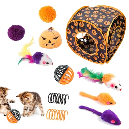 Wonsfuleu Katzenspielzeug-Set, Katzenspielzeug-Set - Halloween-Würfel-Katzenminze-Spielzeug-Set - Interaktives Kätzchenspielzeug mit Federn, Versteckspiel für Katzen, Welpen, Kätzchen Wonsfuleu Katzenspielzeug-Set, Katzenspielzeug-Set - Halloween-Würfel-Katzenminze-Spielzeug-Set - Interaktives Kätzchenspielzeug mit Federn, Versteckspiel für Katzen, Welpen, Kätzchen von Wonsfuleu