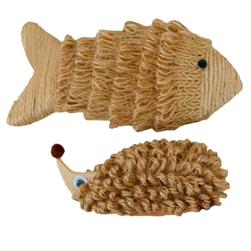 Wonsfuleu Sisal-Kratzmatte, interaktives Kauspielzeug für Hauskatzen - Sanfte handgemachte Kauspielzeuge,Katzenminze-Spielzeug im Fisch- und Igel-Design, sicherer Stressabbau für Katzen und Kätzchen Wonsfuleu Sisal-Kratzmatte, interaktives Kauspielzeug für Hauskatzen - Sanfte handgemachte Kauspielzeuge,Katzenminze-Spielzeug im Fisch- und Igel-Design, sicherer Stressabbau für Katzen und Kätzchen von Wonsfuleu