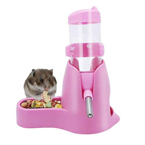 3-in-1 Hamster-Wasserflasche zum Aufhängen, mit Sockel, für Zwerghamster, Maus, Ratten, Igel (80 ml, Pink) von Wontee