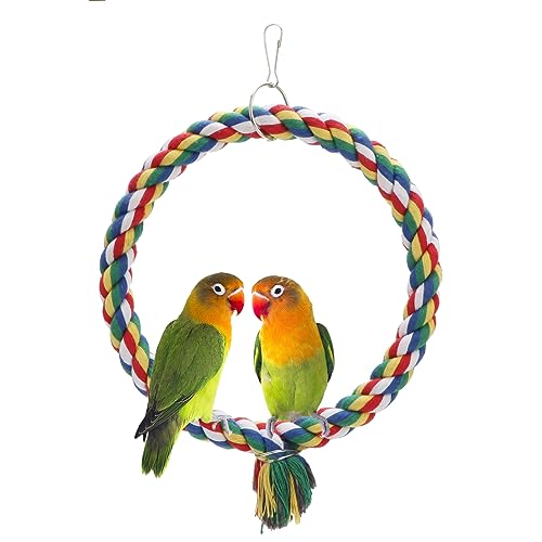 Vogel-Seilschaukel bunte Sitzstange Klettern Spielzeug für Papageien, Wellensittiche, Nymphensittiche, Kakadus (A: Swing Ring Toy-S) von Wontee