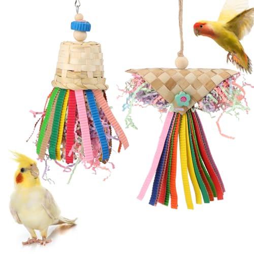 Wontee Buntes Vogelspielzeug für Papageien, Nymphensittiche, Wellensittiche, Senegal (Aktenvernichter-Spielzeug (2 Stück) von Wontee