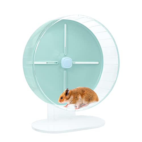 Wontee Hamsterrad Leises Hamster Trainingsrad Laufrad mit verstellbarem Ständer für Hamster Rennmäuse Igel Mäuse und andere Kleintiere (Medium 9,8 Zoll, Grün) von Wontee