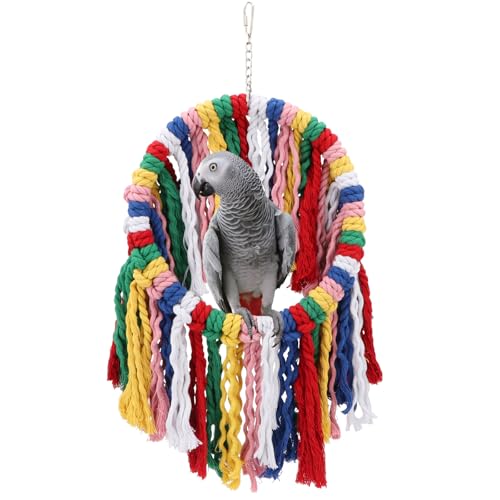 Wontee Kauspielzeug für Vögel, Seil, Papageienkäfig, Beißspielzeug, bunt, hängender Ring, Schaukel, Sitzstange für Nymphensittiche, Quaker, afrikanische Graupapageien, Amazonaspapageien Wontee Kauspielzeug für Vögel, Seil, Papageienkäfig, Beißspielzeug, bunt, hängender Ring, Schaukel, Sitzstange für Nymphensittiche, Quaker, afrikanische Graupapageien, Amazonaspapageien von Wontee