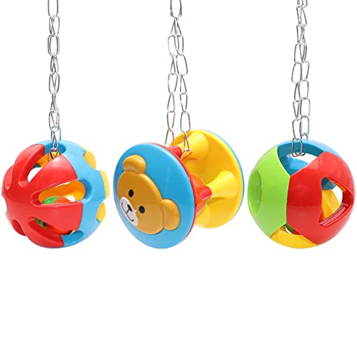 Wontee Vogelspielzeug Ball Papageienfußball Bite Interaktives Spielzeug für Sittiche, Wellensittiche, Nymphensittiche, Kaninchen, Katzen, Hund, 3 PCS von Wontee