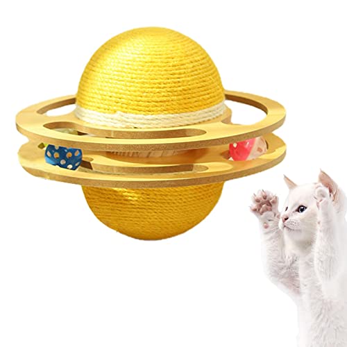 Wontool Katzenkratzball-Spielzeug | Spielzeug für Katzen zur Bereicherung in Planetenform,Kratzspielzeug für Katzen, natürliches Sisalseil, Katzenkratzball, Kratzspielzeug mit Ball für Katzen von Wontool
