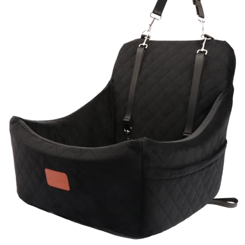 WOOAIDAGG Hundeautositz für mittelgroße Hunde, Auto-Reisebett für Haustiere mit Sicherheitsgurt-Kanal, abnehmbar und waschbar, verstellbaren Gurten, 3 Gurte (Schwarz) WOOAIDAGG Hundeautositz für mittelgroße Hunde, Auto-Reisebett für Haustiere mit Sicherheitsgurt-Kanal, abnehmbar und waschbar, verstellbaren Gurten, 3 Gurte (Schwarz) von Wooaidagg