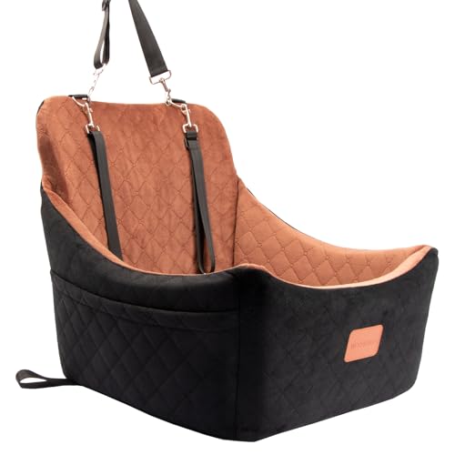 WOOAIDAGG Hundeautositz für mittelgroße Hunde, Auto-Reisebett für Haustiere mit Sicherheitsgurt-Kanal, abnehmbar und waschbar, verstellbaren Gurten, 3 Gurte (Schwarz/Braun) WOOAIDAGG Hundeautositz für mittelgroße Hunde, Auto-Reisebett für Haustiere mit Sicherheitsgurt-Kanal, abnehmbar und waschbar, verstellbaren Gurten, 3 Gurte (Schwarz/Braun) von Wooaidagg