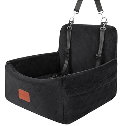 WOOAIDAGG Hundefahrersitz für kleine/mittlere Hunde, tragbare Reisehundebett mit Memory-Schaum, abnehmbar und waschbar, 3-Riemen-Sicherheitsfahrersitz für Hunde (Black, Small) von Wooaidagg