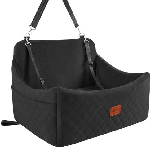 Wooaidagg Dog Car Seat Medium Sized Dogs,Fully Detachable and Washable Car Dog Bed,Soft Fabic Pet Car Seat Filling in Memory Foam,2 Dog Leashes Dog Bed for Car(Black,Large) von Wooaidagg
