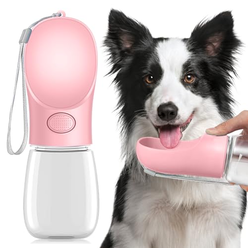 Hunde-Wasserflasche zum Spazierengehen, 350 ml, Reise-Wasserflasche, tragbarer Haustier-Wasserspender, antibakteriell, lebensmittelecht, auslaufsicher, für Hunde und Katzen, Haustier-Trinkbecher von Woobroo