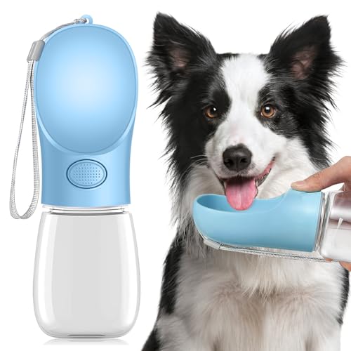 Hunde-Wasserflasche zum Spazierengehen, 350 ml Reise-Wasserflasche, tragbarer Haustier-Wasserspender, antibakteriell, lebensmittelecht, auslaufsicher, für Hunde und Katzen, Haustier-Trinkbecher von Woobroo